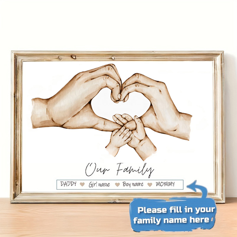 Home Decor Theme - Kişiselleştirilmiş Özel Aile El Posteri İsimli
