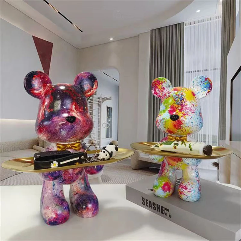 Home Decor Y2K - 29cm Graffiti ayı heykelcik ev dekorasyon