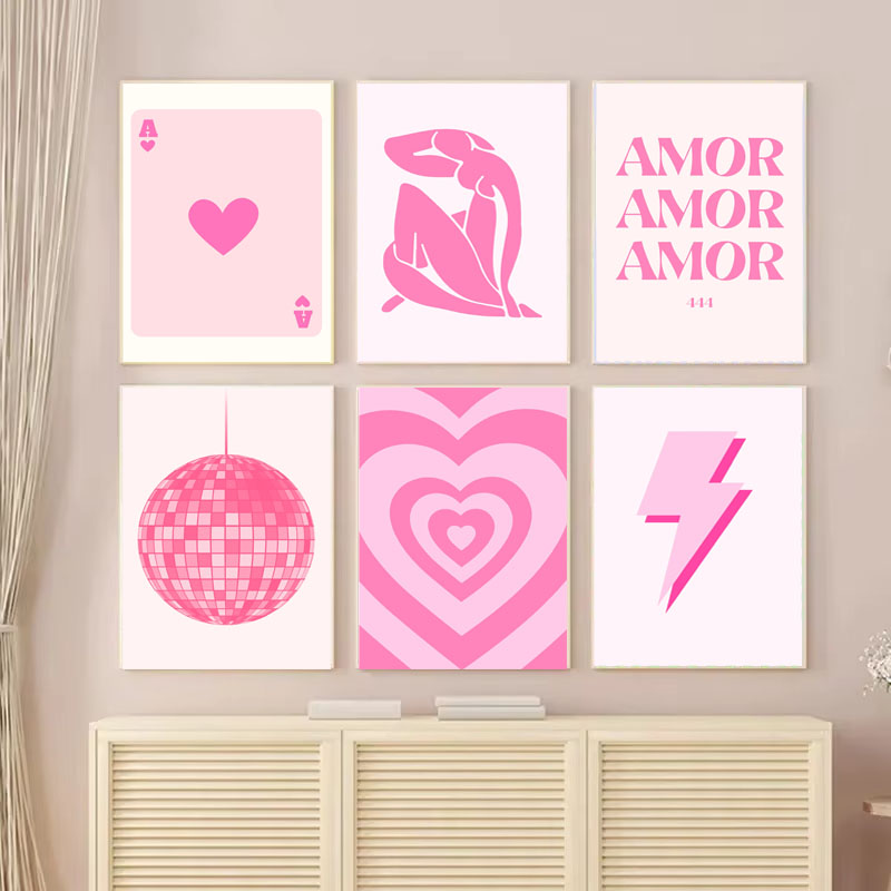 Home Decor Y2K - 1 adet tuval boyama pembe Matisse